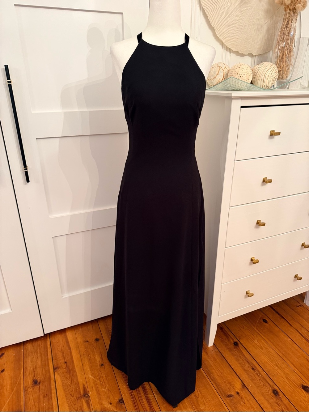 Nicole Miller Black Halter Neck Maxi Dress